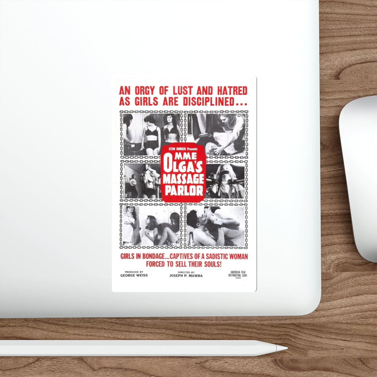 MME OLGA'S MASSAGE PARLOR 1965 Movie Poster STICKER Vinyl Die-Cut Decal-The Sticker Space