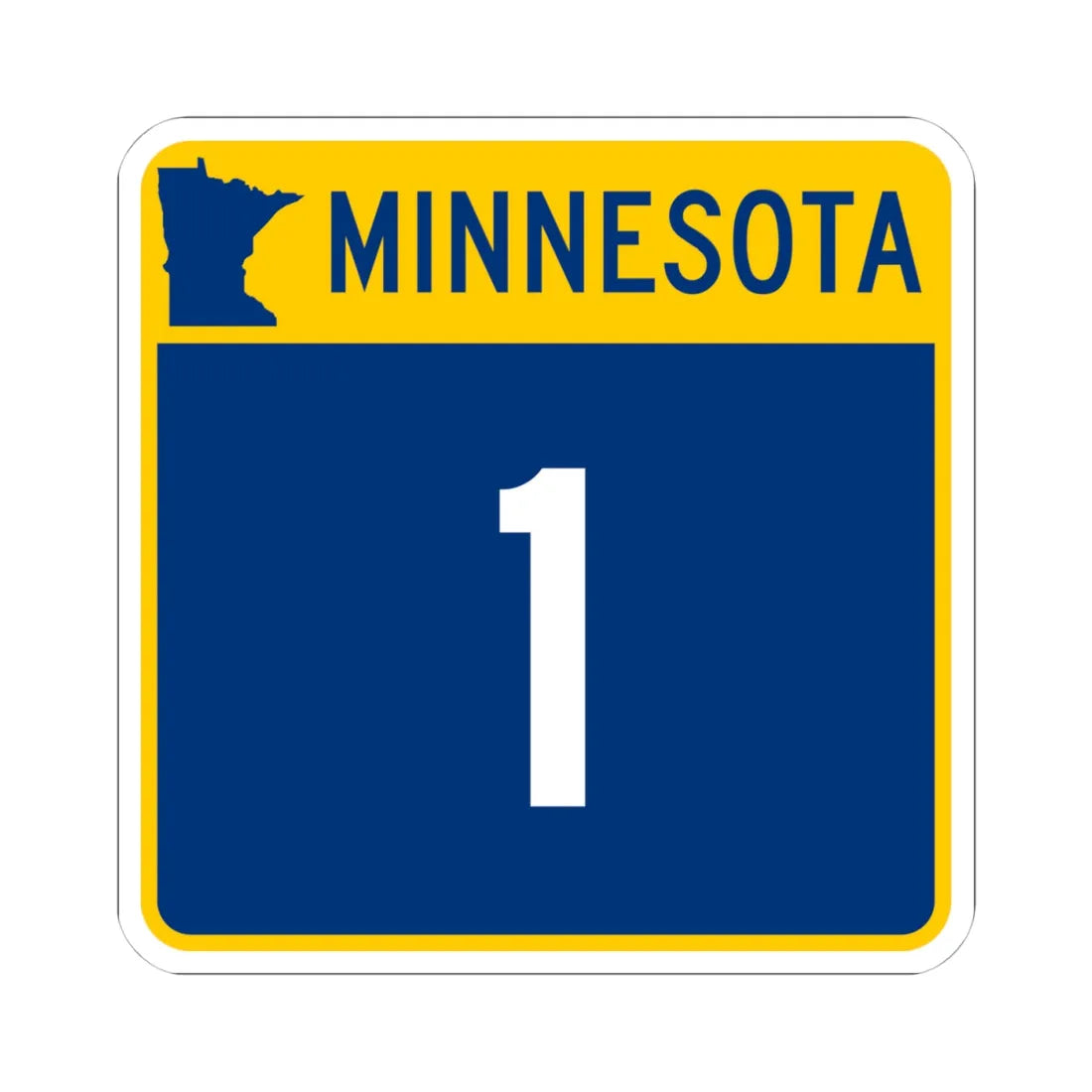 MN-1 (Minnesota) (Road Sign) STICKER Vinyl Kiss-Cut Decal 4 Inch White - The Sticker Space