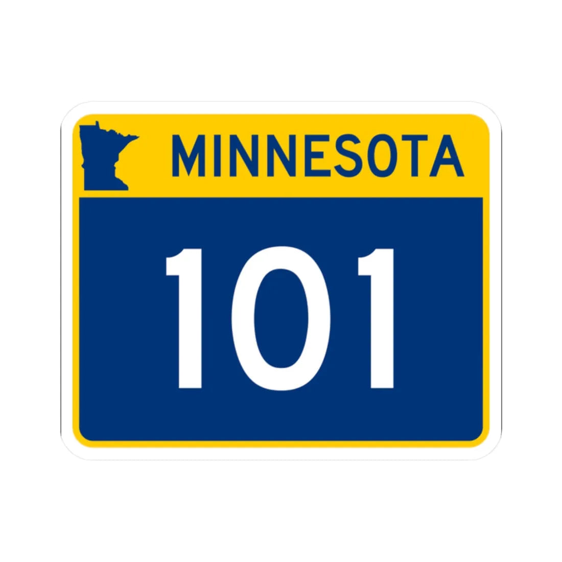 MN-101 wide (Minnesota) (Road Sign) STICKER Vinyl Kiss-Cut Decal 2 Inch White - The Sticker Space