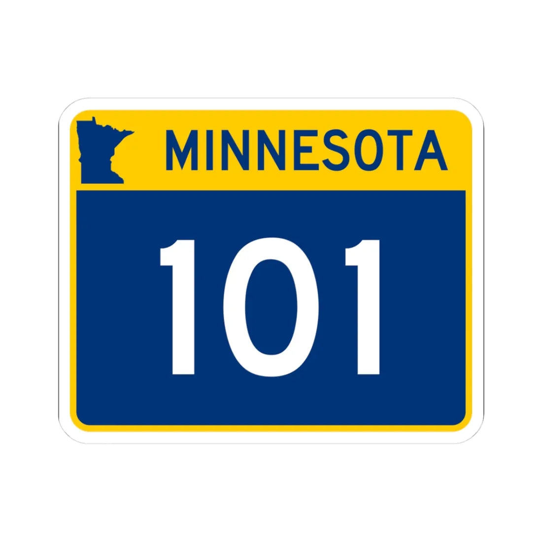 MN-101 wide (Minnesota) (Road Sign) STICKER Vinyl Kiss-Cut Decal 3 Inch White - The Sticker Space