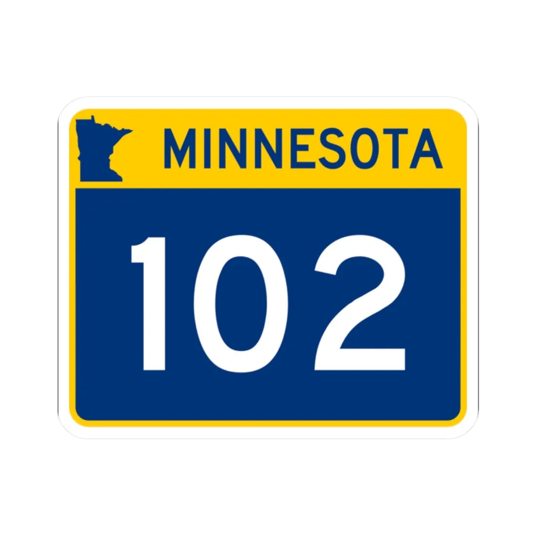 MN-102 wide (Minnesota) (Road Sign) STICKER Vinyl Kiss-Cut Decal 2 Inch White - The Sticker Space