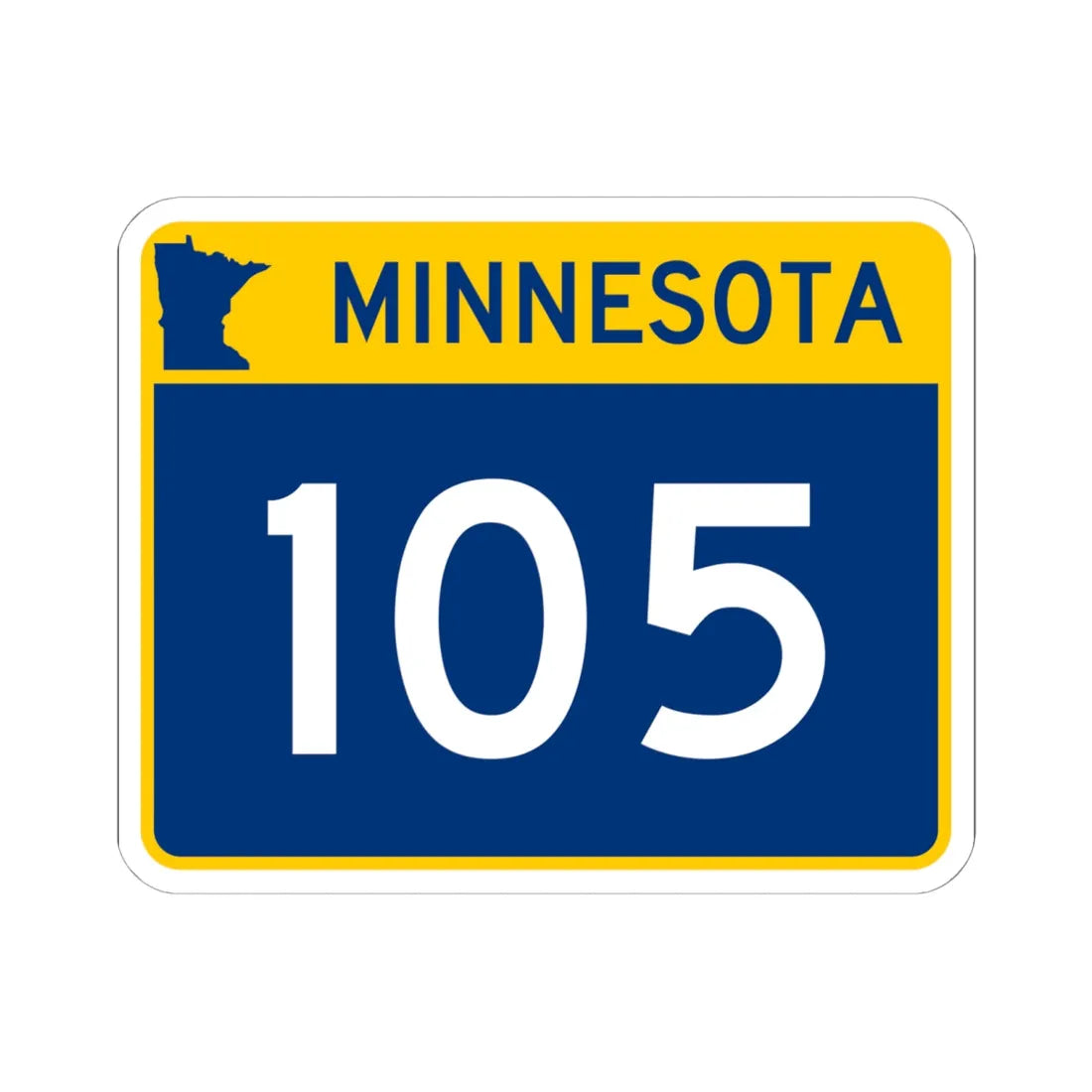 MN-105 wide (Minnesota) (Road Sign) STICKER Vinyl Kiss-Cut Decal 6 Inch White - The Sticker Space