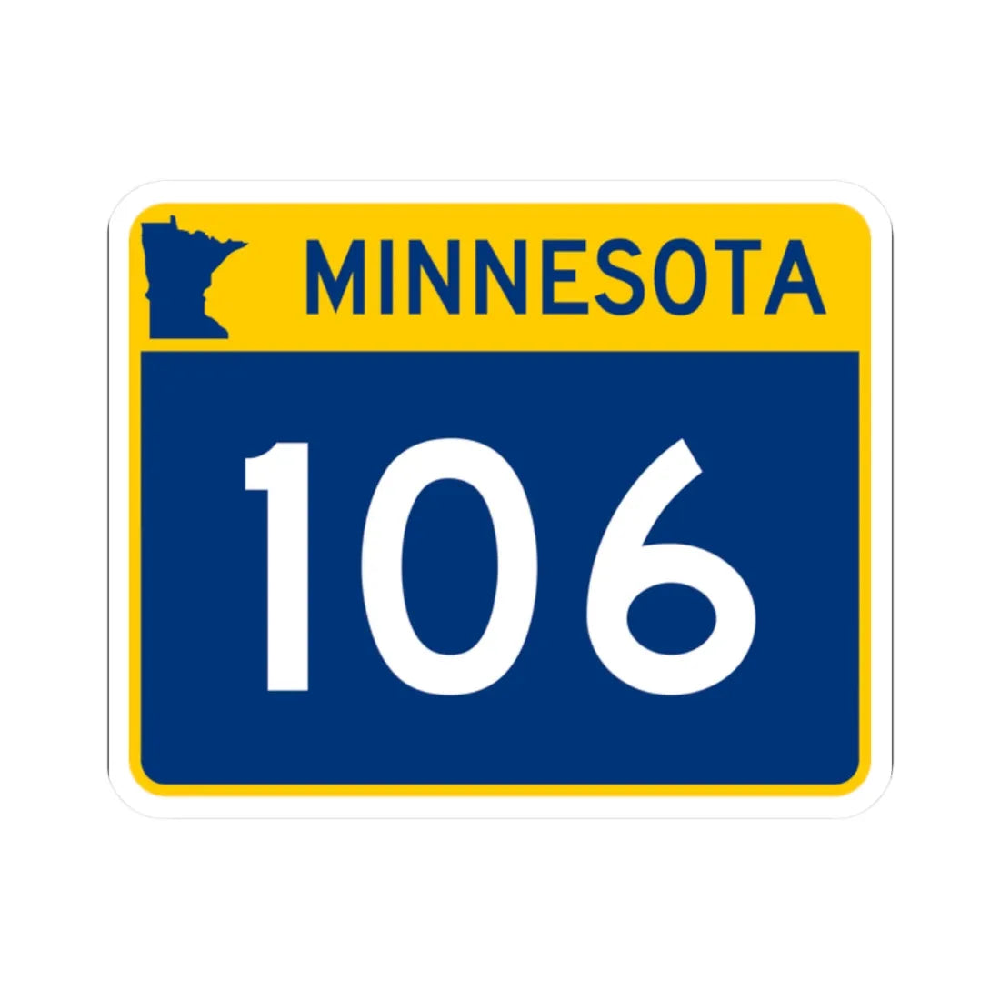 MN-106 wide (Minnesota) (Road Sign) STICKER Vinyl Kiss-Cut Decal 2 Inch White - The Sticker Space