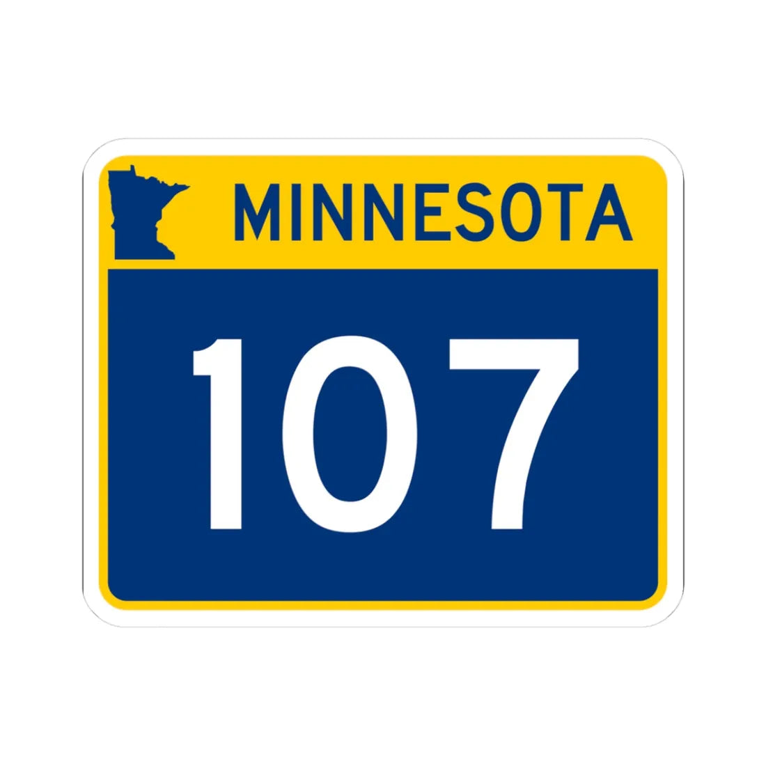 MN-107 wide (Minnesota) (Road Sign) STICKER Vinyl Kiss-Cut Decal 3 Inch White - The Sticker Space