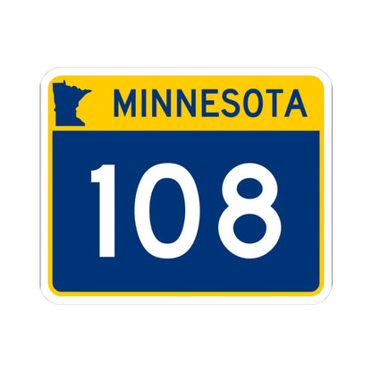 MN-108 wide (Minnesota) (Road Sign) STICKER Vinyl Kiss-Cut Decal 3 Inch White - The Sticker Space