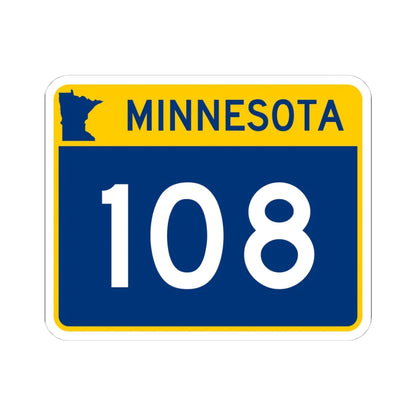 MN-108 wide (Minnesota) (Road Sign) STICKER Vinyl Kiss-Cut Decal 4 Inch White - The Sticker Space