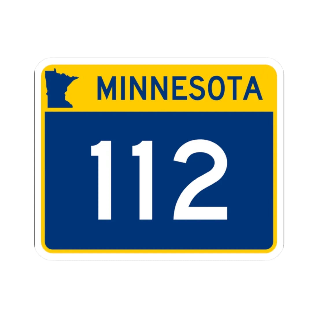 MN-112 wide (Minnesota) (Road Sign) STICKER Vinyl Kiss-Cut Decal 2 Inch White - The Sticker Space