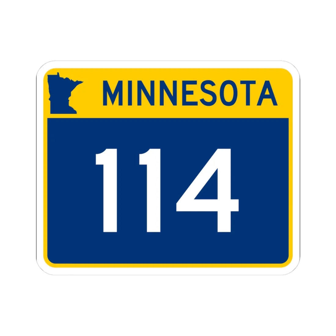 MN-114 wide (Minnesota) (Road Sign) STICKER Vinyl Kiss-Cut Decal 3 Inch White - The Sticker Space