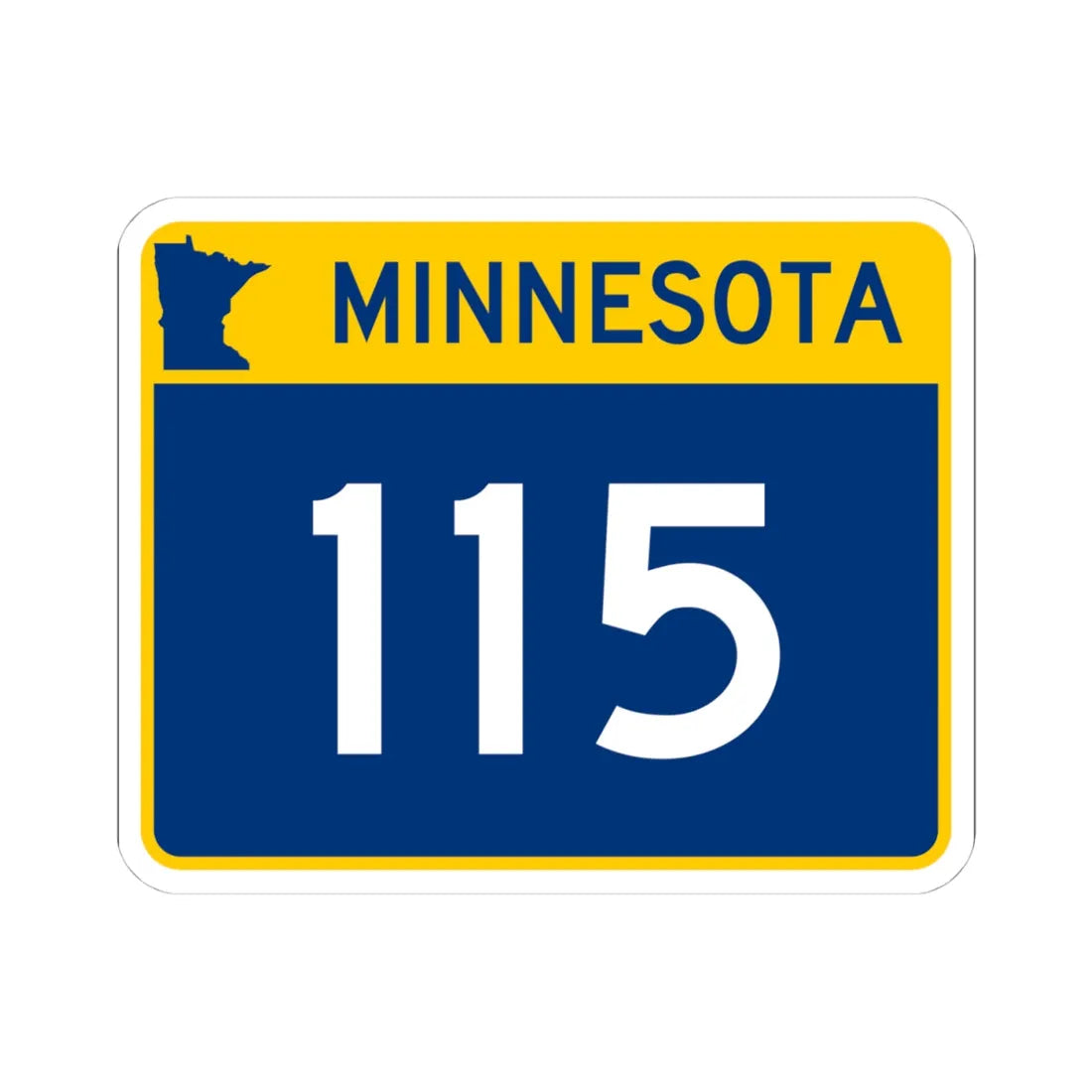 MN-115 wide (Minnesota) (Road Sign) STICKER Vinyl Kiss-Cut Decal 4 Inch White - The Sticker Space