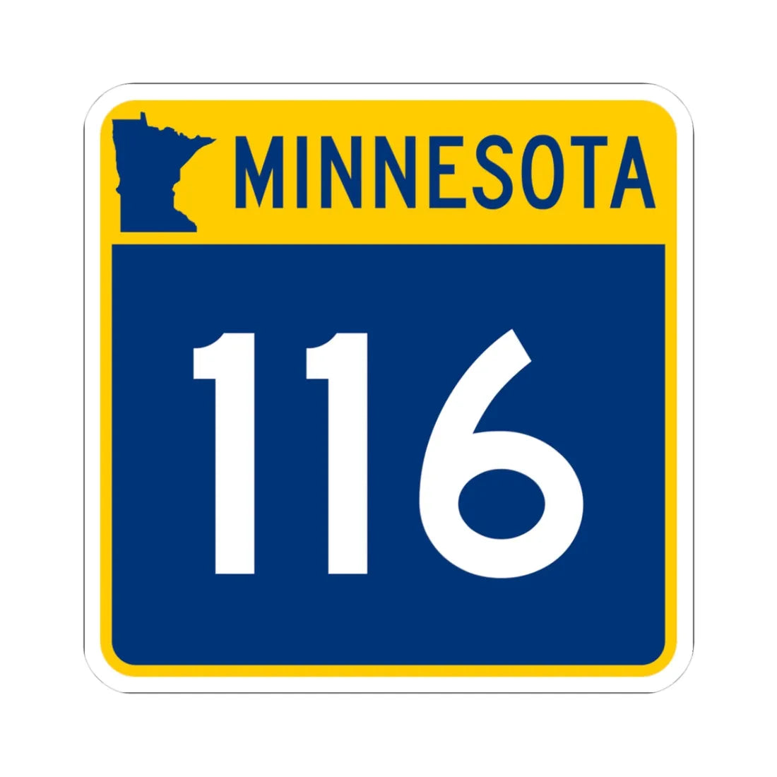 MN-116 (Minnesota) (Road Sign) STICKER Vinyl Kiss-Cut Decal 3 Inch White - The Sticker Space