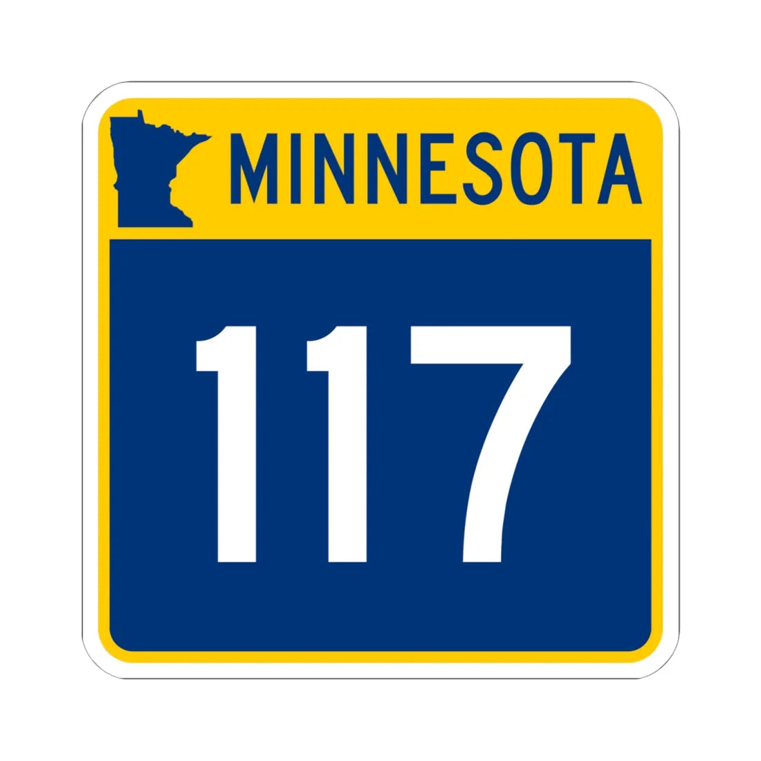 MN-117 (Minnesota) (Road Sign) STICKER Vinyl Kiss-Cut Decal 6 Inch White - The Sticker Space