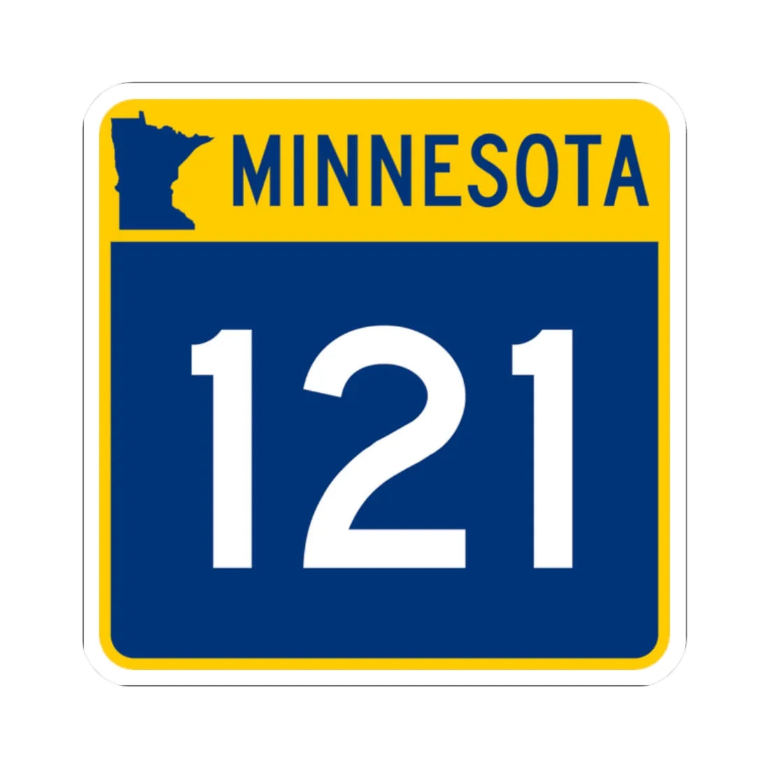 MN-121 (Minnesota) (Road Sign) STICKER Vinyl Kiss-Cut Decal 2 Inch White - The Sticker Space