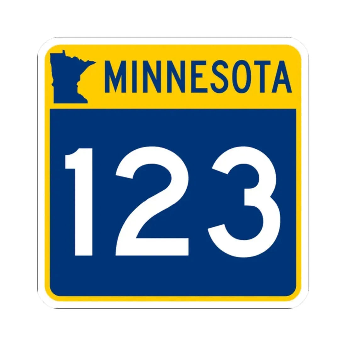 MN-123 (Minnesota) (Road Sign) STICKER Vinyl Kiss-Cut Decal 2 Inch White - The Sticker Space