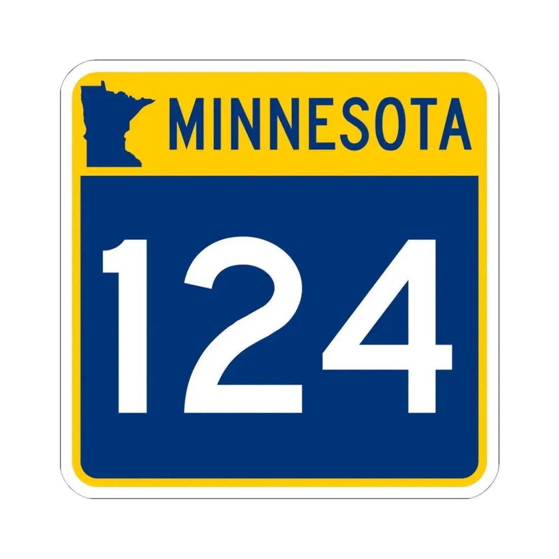 MN-124 (Minnesota) (Road Sign) STICKER Vinyl Kiss-Cut Decal 6 Inch White - The Sticker Space