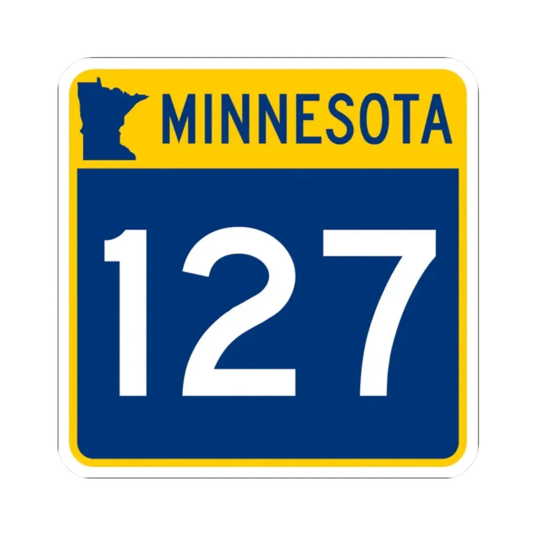 MN-127 (Minnesota) (Road Sign) STICKER Vinyl Kiss-Cut Decal 2 Inch White - The Sticker Space