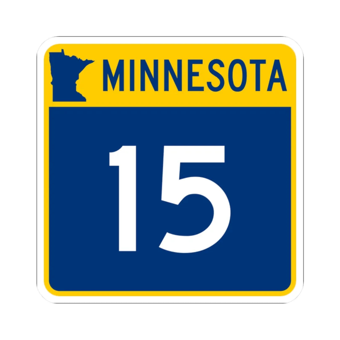 MN-15 (Minnesota) (Road Sign) STICKER Vinyl Kiss-Cut Decal 2 Inch White - The Sticker Space