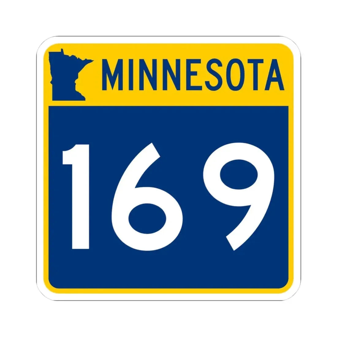 MN-169 (Minnesota) (Road Sign) STICKER Vinyl Kiss-Cut Decal 3 Inch White - The Sticker Space