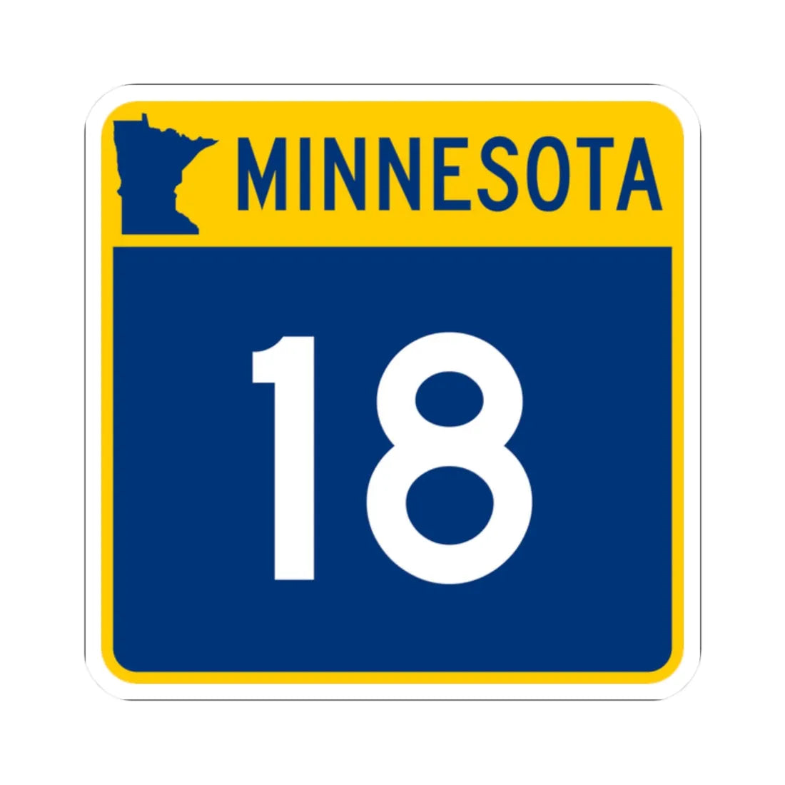 MN-18 (Minnesota) (Road Sign) STICKER Vinyl Kiss-Cut Decal 2 Inch White - The Sticker Space