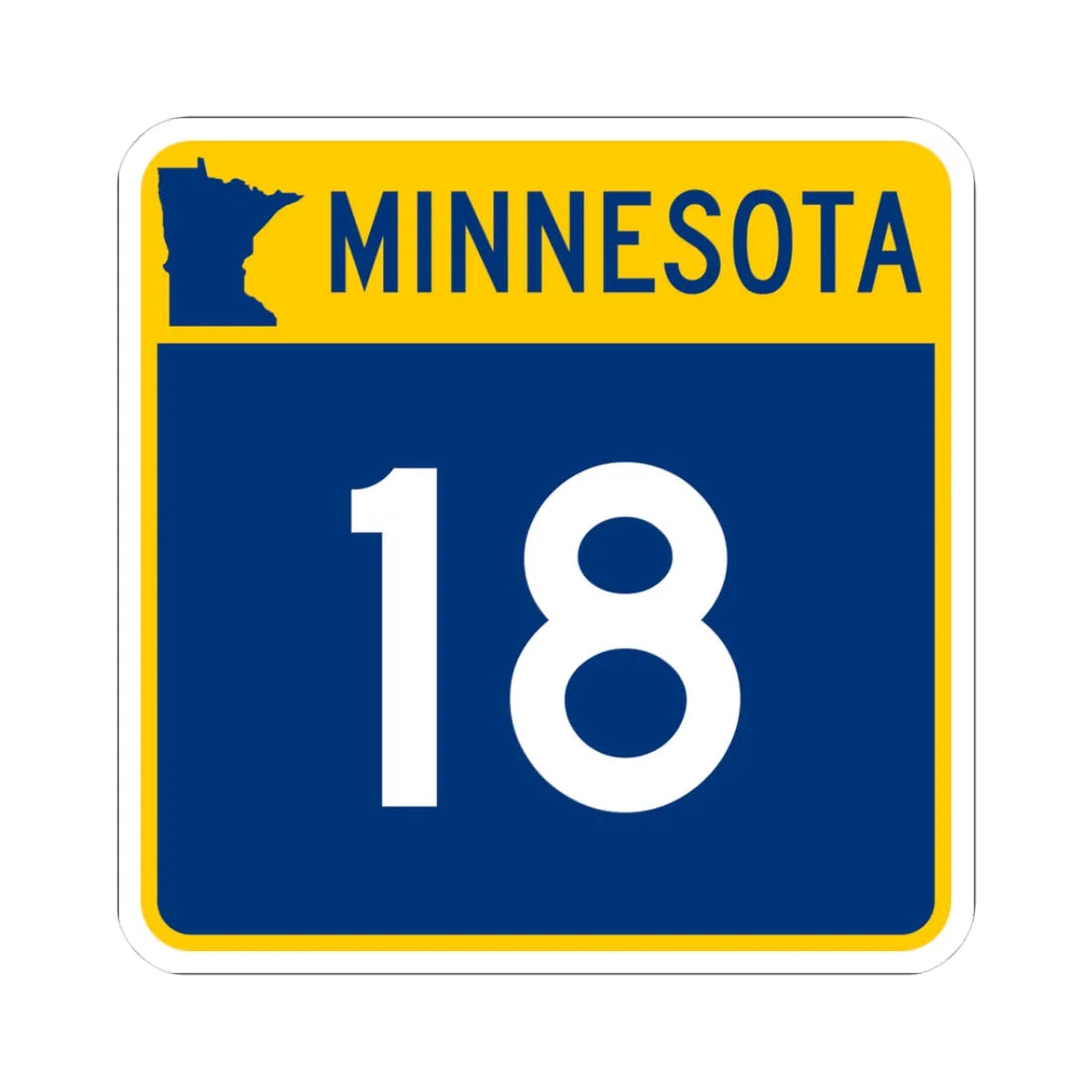 MN-18 (Minnesota) (Road Sign) STICKER Vinyl Kiss-Cut Decal 3 Inch White - The Sticker Space