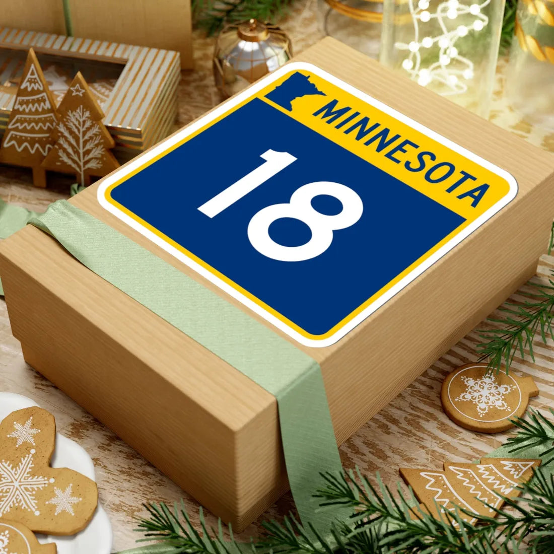 MN-18 (Minnesota) (Road Sign) STICKER Vinyl Kiss-Cut Decal - The Sticker Space