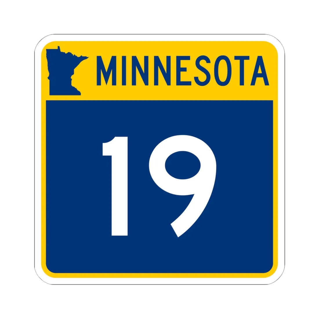 MN-19 (Minnesota) (Road Sign) STICKER Vinyl Kiss-Cut Decal 6 Inch White - The Sticker Space