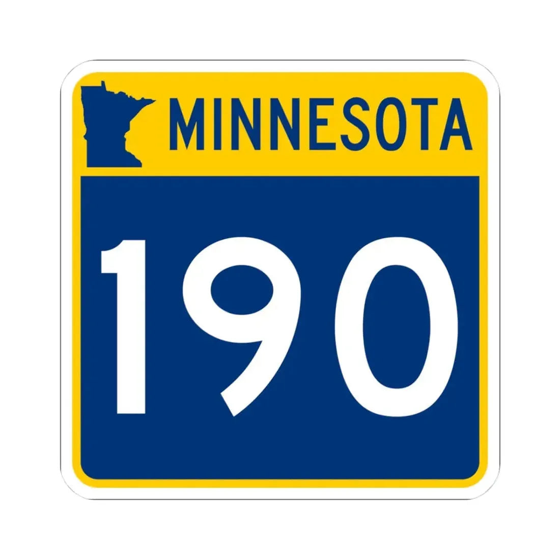 MN-190 (Minnesota) (Road Sign) STICKER Vinyl Kiss-Cut Decal 3 Inch White - The Sticker Space