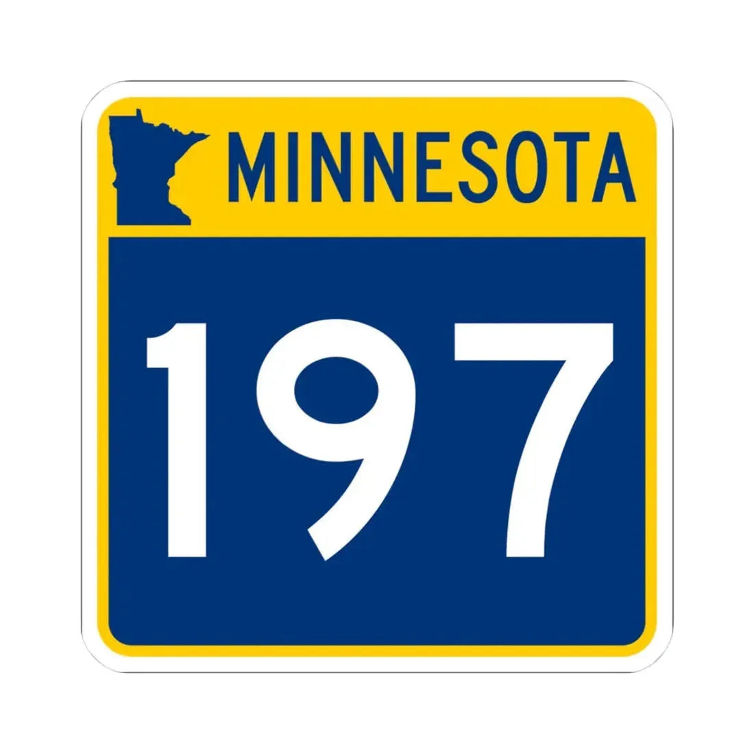 MN-197 (Minnesota) (Road Sign) STICKER Vinyl Kiss-Cut Decal 3 Inch White - The Sticker Space