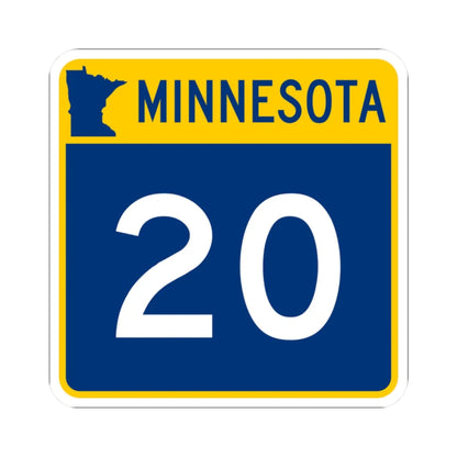 MN-20 (Minnesota) (Road Sign) STICKER Vinyl Kiss-Cut Decal 2 Inch White - The Sticker Space