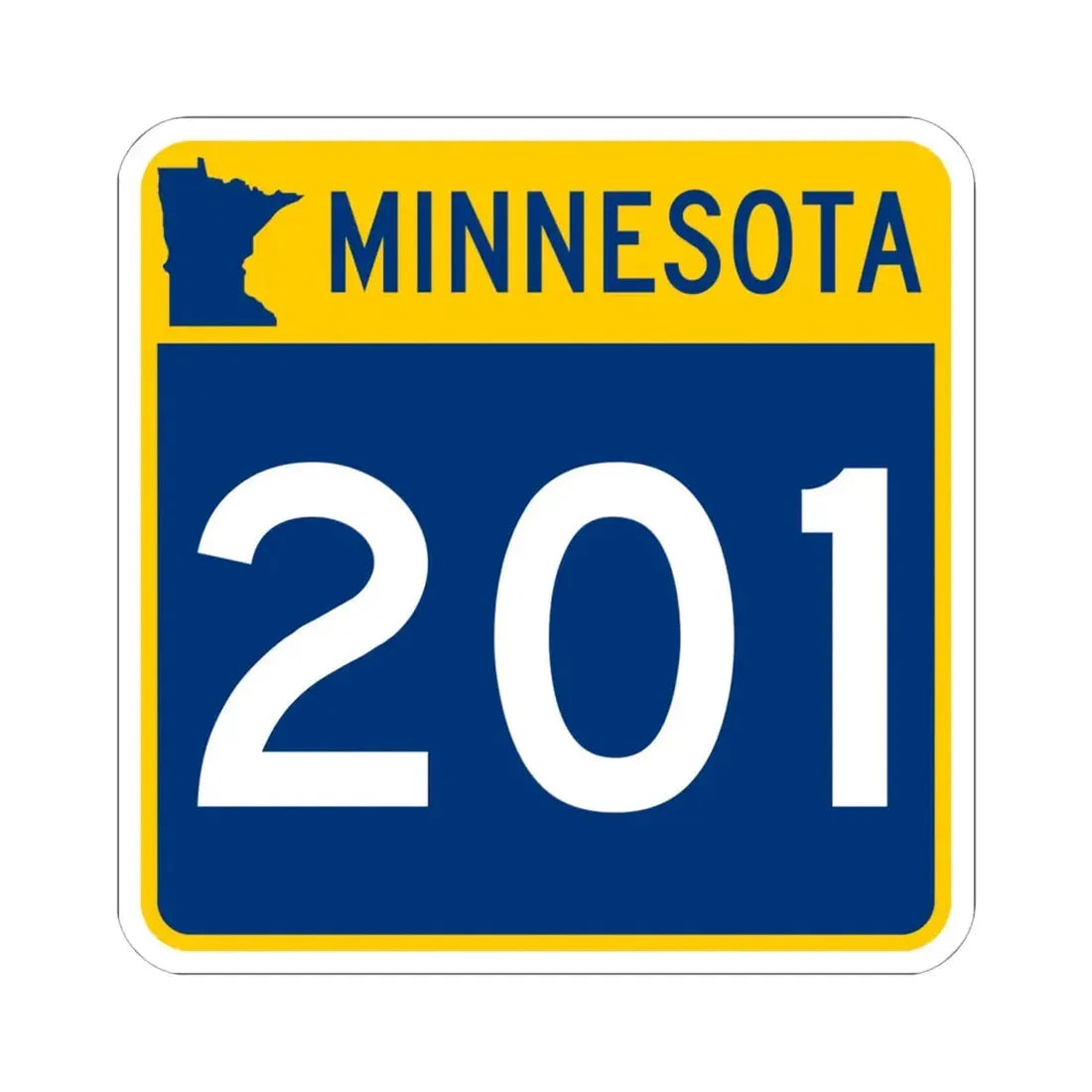 MN-201 (Minnesota) (Road Sign) STICKER Vinyl Kiss-Cut Decal 6 Inch White - The Sticker Space