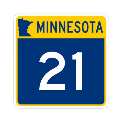 MN-21 (Minnesota) (Road Sign) STICKER Vinyl Kiss-Cut Decal 3 Inch White - The Sticker Space
