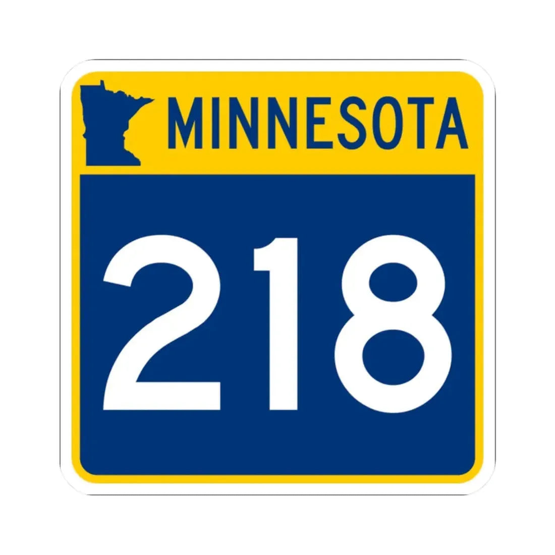 MN-218 (Minnesota) (Road Sign) STICKER Vinyl Kiss-Cut Decal 2 Inch White - The Sticker Space
