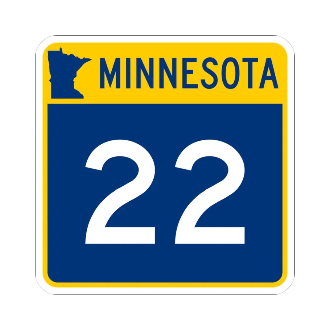 MN-22 (Minnesota) (Road Sign) STICKER Vinyl Kiss-Cut Decal 3 Inch White - The Sticker Space