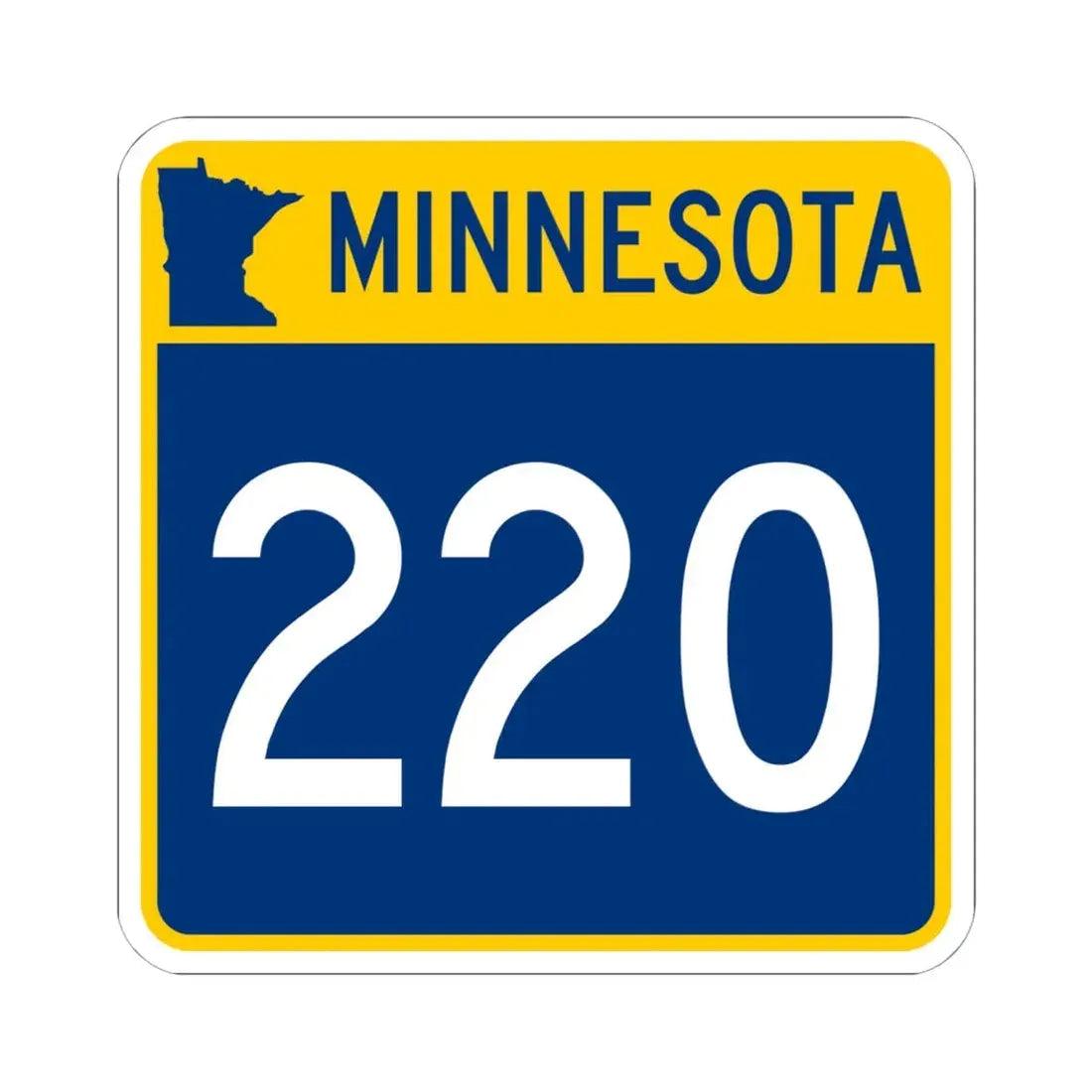 MN-220 (Minnesota) (Road Sign) STICKER Vinyl Kiss-Cut Decal 6 Inch White - The Sticker Space