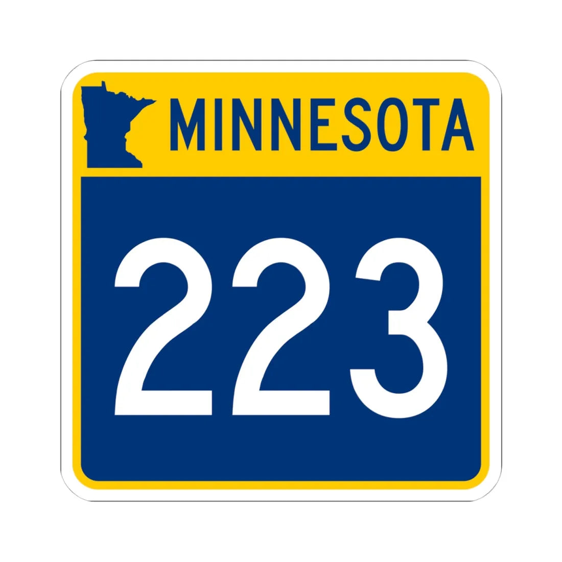 MN-223 (Minnesota) (Road Sign) STICKER Vinyl Kiss-Cut Decal 4 Inch White - The Sticker Space