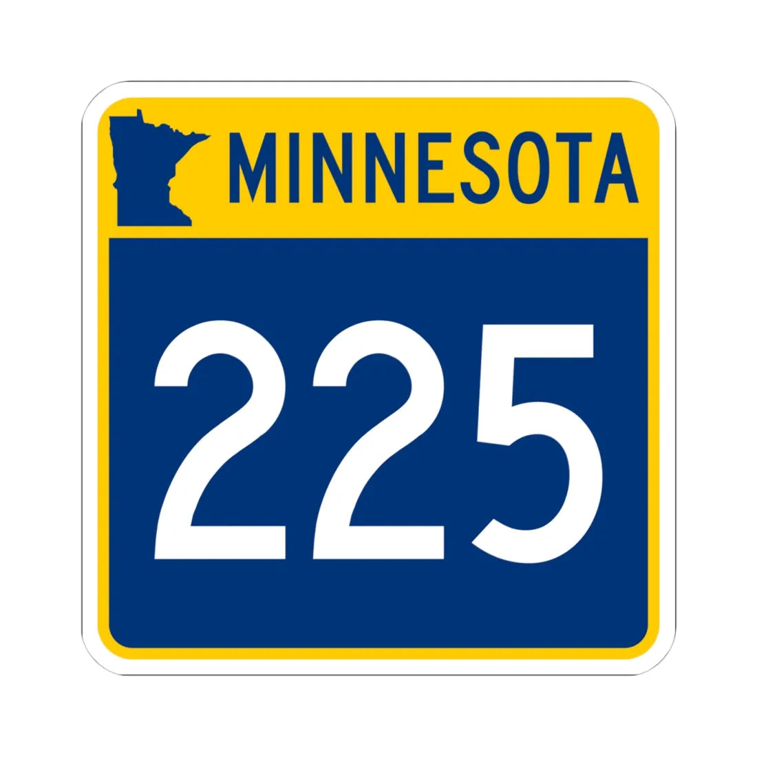 MN-225 (Minnesota) (Road Sign) STICKER Vinyl Kiss-Cut Decal 4 Inch White - The Sticker Space