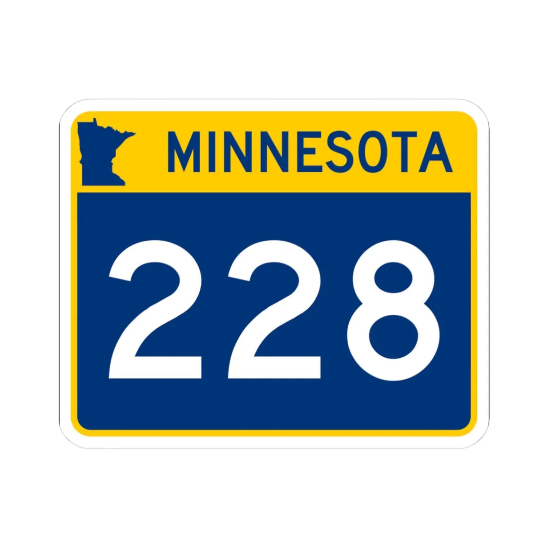 MN-228 wide (Minnesota) (Road Sign) STICKER Vinyl Kiss-Cut Decal 3 Inch White - The Sticker Space
