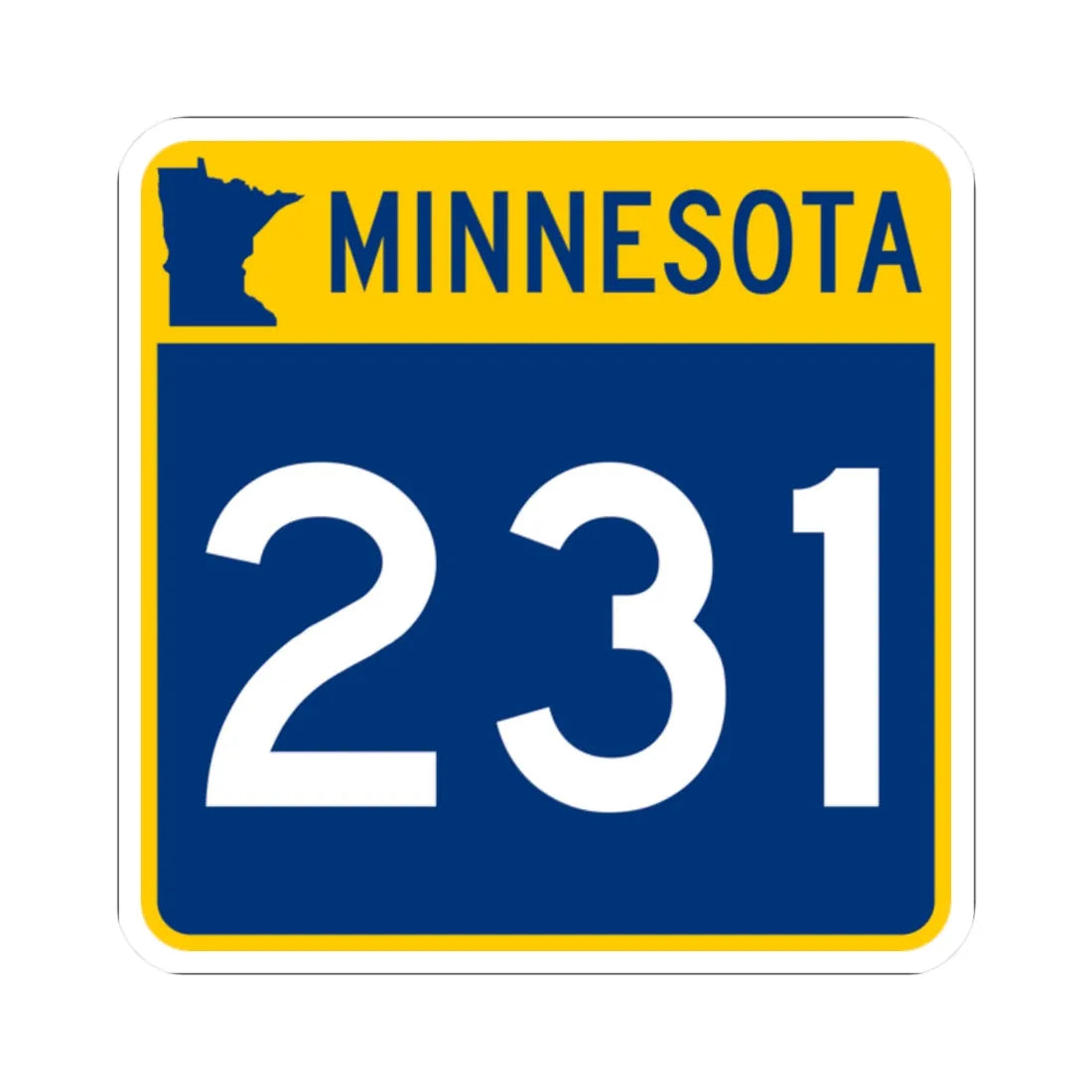 MN-231 (Minnesota) (Road Sign) STICKER Vinyl Kiss-Cut Decal 2 Inch White - The Sticker Space