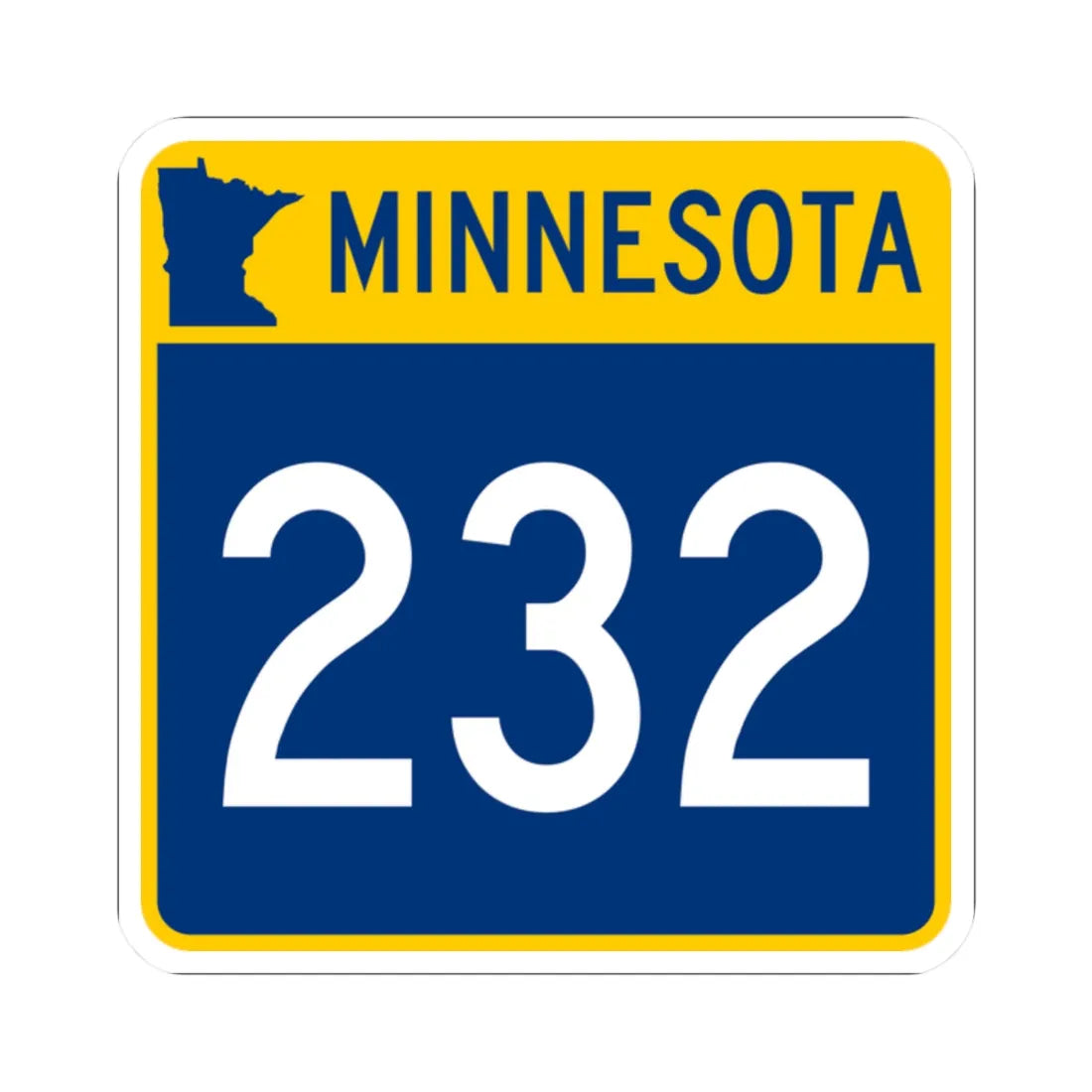 MN-232 (Minnesota) (Road Sign) STICKER Vinyl Kiss-Cut Decal 2 Inch White - The Sticker Space