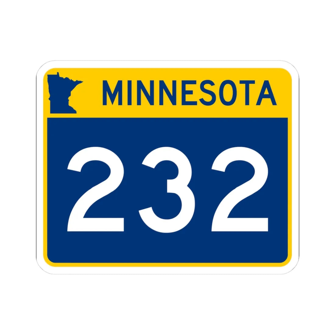 MN-232 wide (Minnesota) (Road Sign) STICKER Vinyl Kiss-Cut Decal 3 Inch White - The Sticker Space