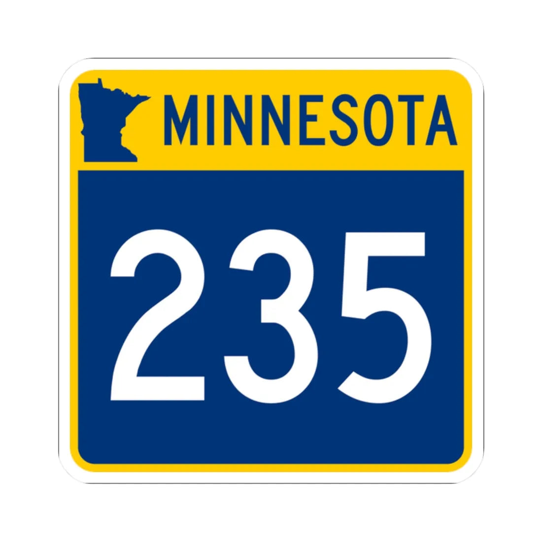 MN-235 (Minnesota) (Road Sign) STICKER Vinyl Kiss-Cut Decal 2 Inch White - The Sticker Space