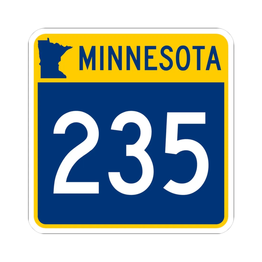 MN-235 (Minnesota) (Road Sign) STICKER Vinyl Kiss-Cut Decal 3 Inch White - The Sticker Space
