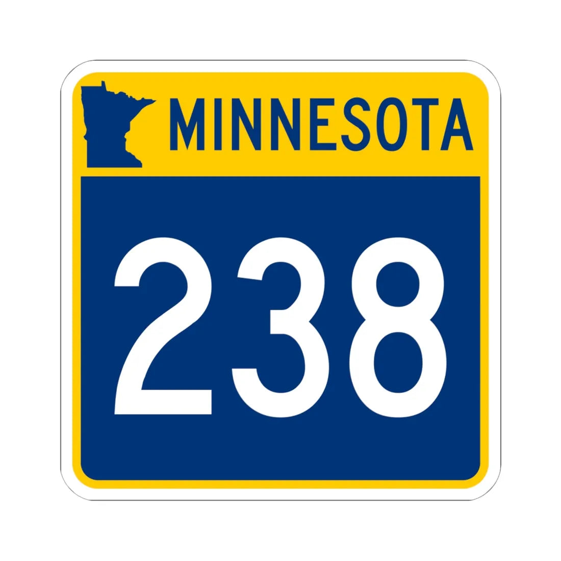 MN-238 (Minnesota) (Road Sign) STICKER Vinyl Kiss-Cut Decal 6 Inch White - The Sticker Space