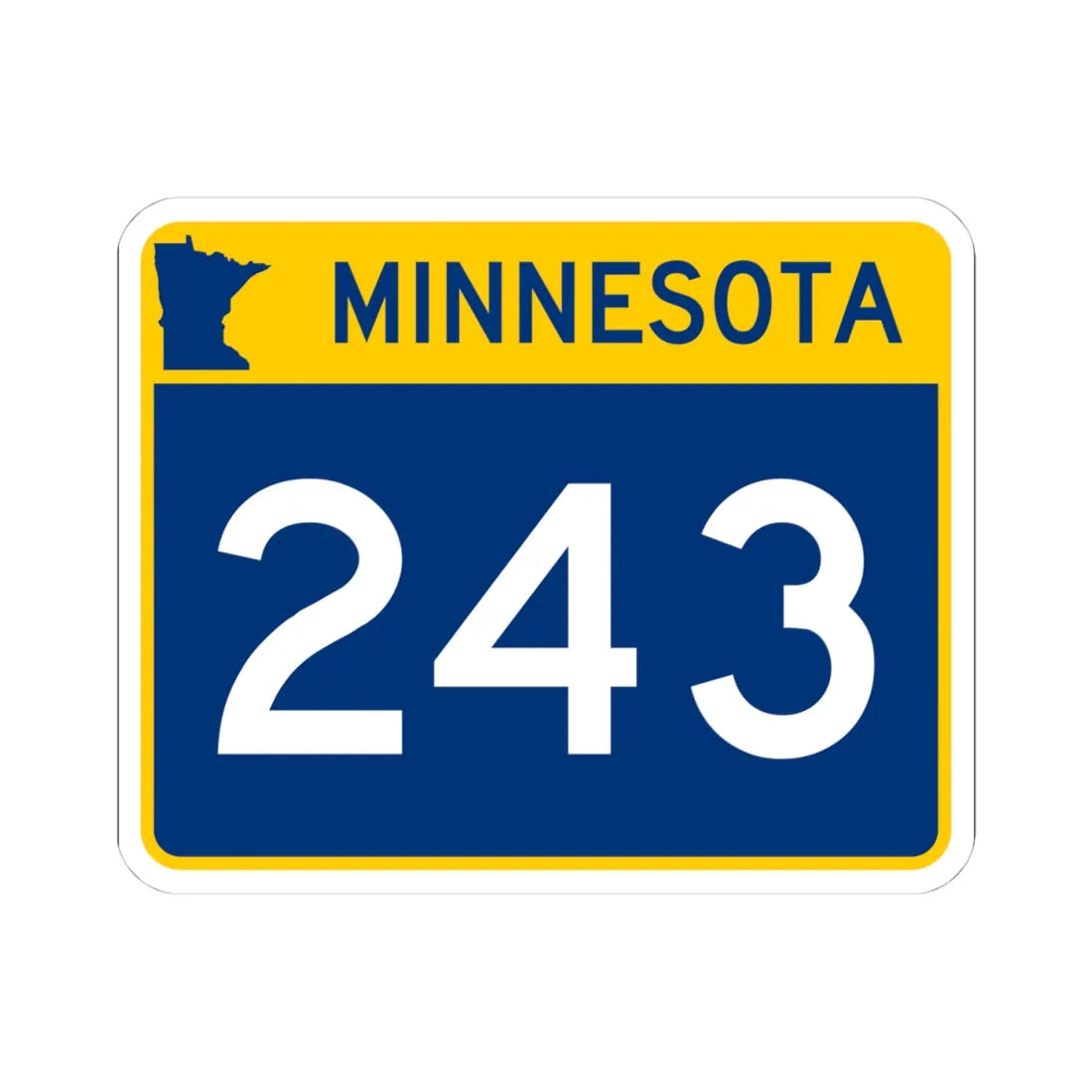MN-243 wide (Minnesota) (Road Sign) STICKER Vinyl Kiss-Cut Decal 4 Inch White - The Sticker Space