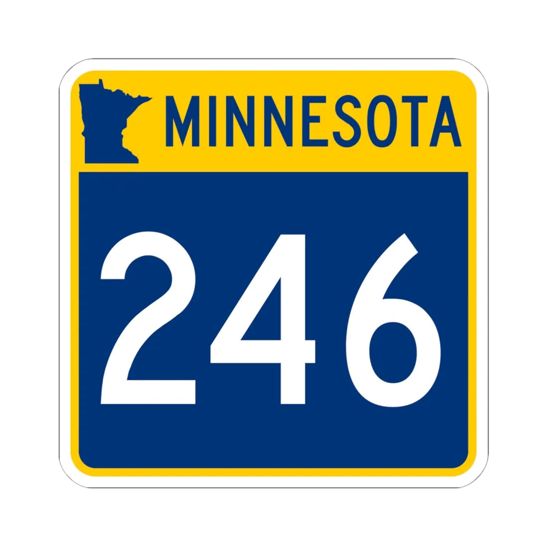 MN-246 (Minnesota) (Road Sign) STICKER Vinyl Kiss-Cut Decal 6 Inch White - The Sticker Space