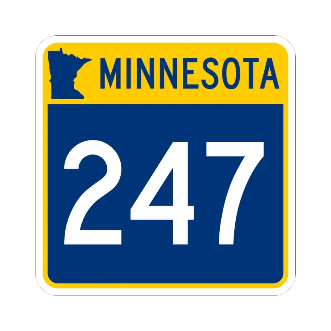 MN-247 (Minnesota) (Road Sign) STICKER Vinyl Kiss-Cut Decal 3 Inch White - The Sticker Space