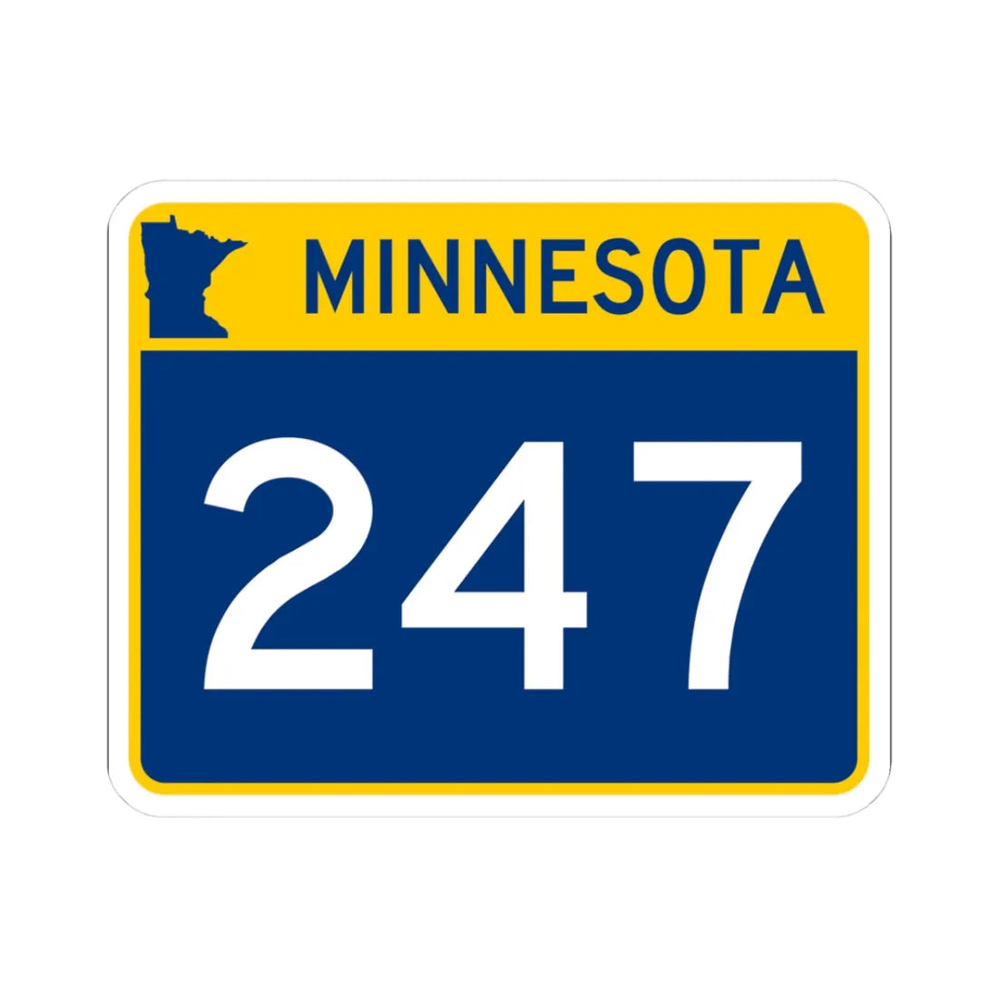 MN-247 wide (Minnesota) (Road Sign) STICKER Vinyl Kiss-Cut Decal 3 Inch White - The Sticker Space