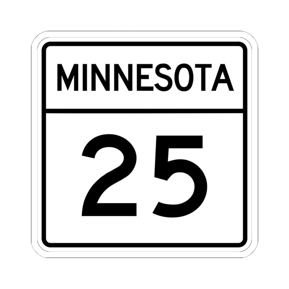 MN-25 1948 (Minnesota) (Road Sign) STICKER Vinyl Kiss-Cut Decal 6 Inch White - The Sticker Space