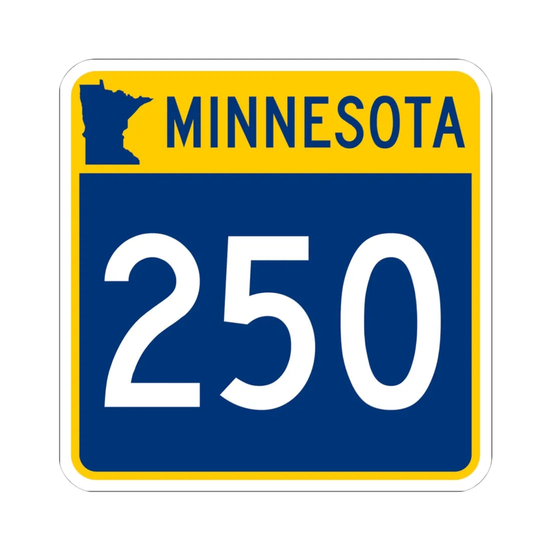 MN-250 (Minnesota) (Road Sign) STICKER Vinyl Kiss-Cut Decal 4 Inch White - The Sticker Space