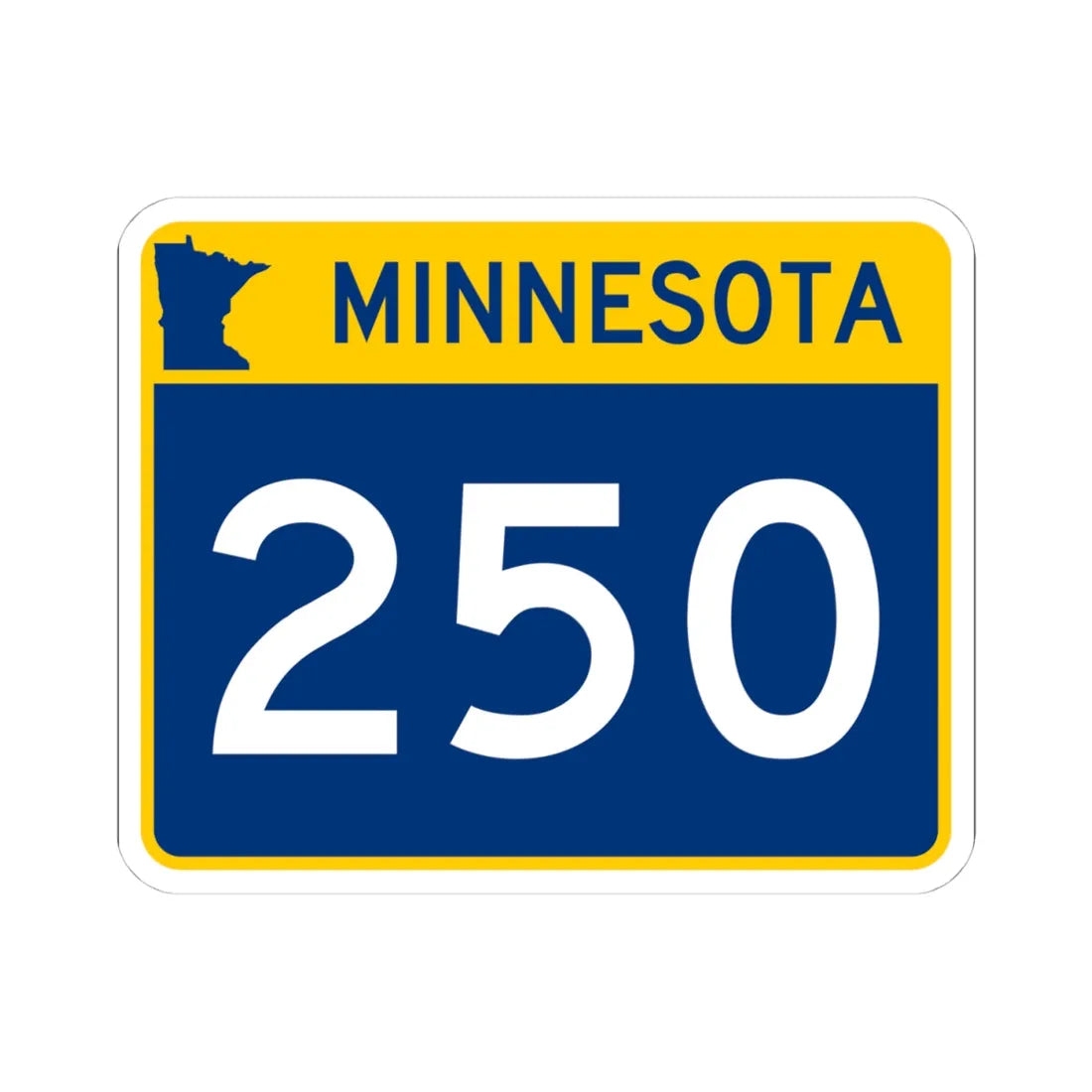 MN-250 wide (Minnesota) (Road Sign) STICKER Vinyl Kiss-Cut Decal 4 Inch White - The Sticker Space