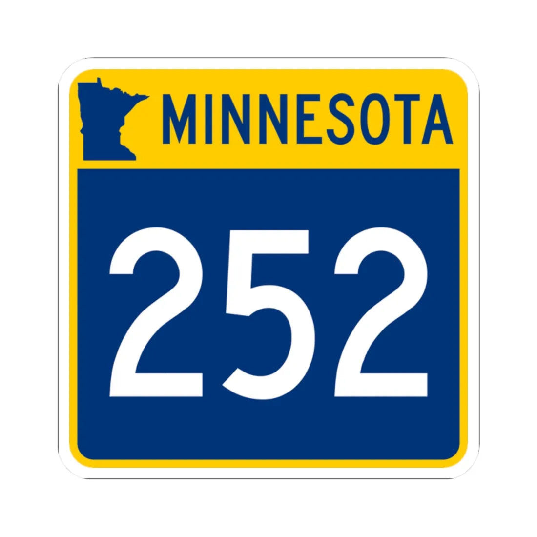 MN-252 (Minnesota) (Road Sign) STICKER Vinyl Kiss-Cut Decal 2 Inch White - The Sticker Space